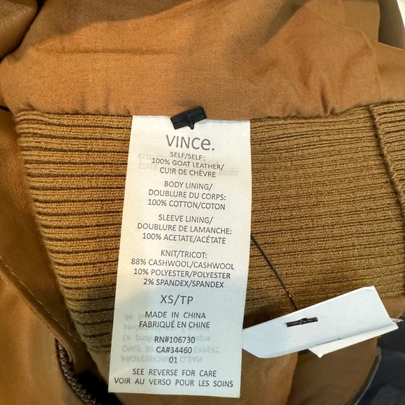 VINCE genuine soft caramel/light brown leather with side panels. SIZE XS. - Picture 4 of 7